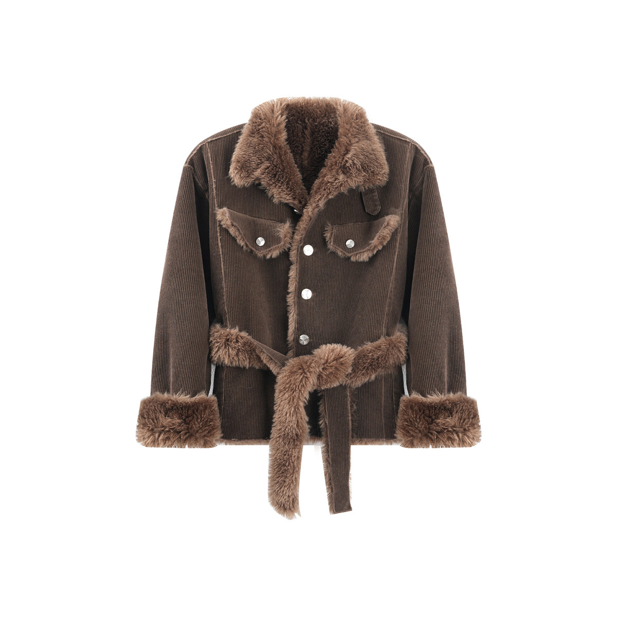 龙叨叨冬季新品小众复古设计师款加绒毛领夹克百搭宽松长裤男套装,男装,夹克,淘宝优惠券,粉丝福利购,淘宝优惠卷