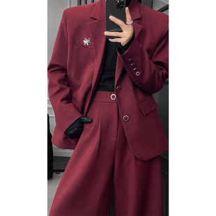 新品 男痞帅宽松休闲西服西裤 轻奢高级感设计款 套装 西装 龙叨叨秋季