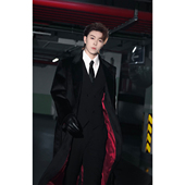 龙叨叨秋冬新款 宽松毛呢大衣 潮流复古高级感绒面气质廓形百搭长款