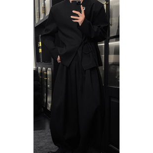 男简约西服西裤 龙叨叨2026春季 套装 小众高级感系带设计感西装 新品