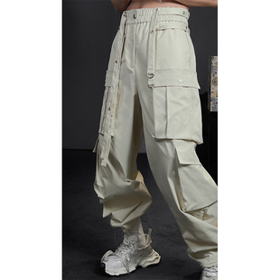 龙叨叨2024新款美式多口袋工装裤潮牌设计感可调节裤脚宽松休闲裤