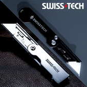 瑞士科技SWISS TECH 快开全钢折叠美工刀割刀片裁纸刀快递开箱刀