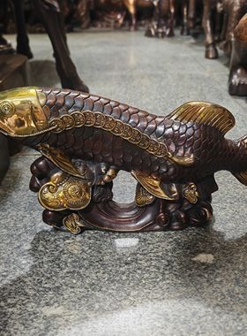 古玩铜器大号金龙鱼摆件纯铜招财年年有余家居客厅店铺礼品收藏