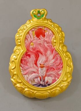 五台新款十二生肖唐卡九尾狐唐卡吊坠招财招桃花项链好运情侣双面