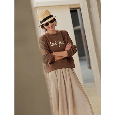 ise“Vintage Fashion”系列米杏色弹力松紧纱纱宽松半裙P2530511