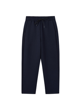 ise“都市轻行”弹力松紧腰针织蓝黑色合身运动卫裤K2540607