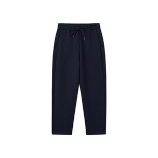 ise“都市轻行”弹力松紧腰针织蓝黑色合身运动卫裤K2540607