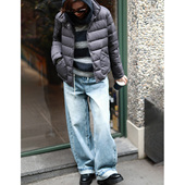 100%棉抽绳宽松水洗浅蓝直筒牛仔裤 ise 丹宁主义 N2540625W