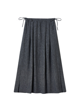 ise“Chill 通勤”系列深灰色腰部抽绳设计打褶A字半裙P2530505