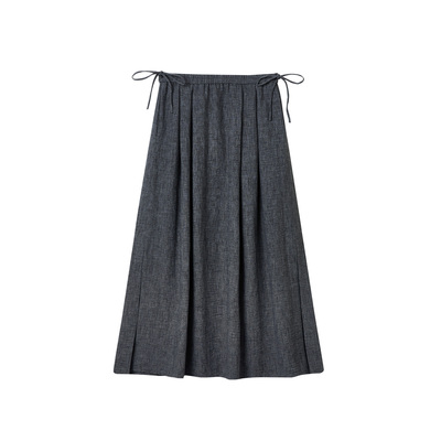 ise“Chill 通勤”系列深灰色腰部抽绳设计打褶A字半裙P2530505
