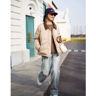 ise“复古巴恩”绵羊毛拼接领重磅加厚羽绒服袜套P2511207