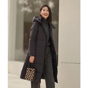 ise“时髦被子”系列加厚深蓝色连帽拉链宽松长款羽绒服P2441243