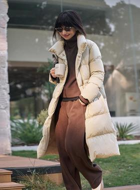 ise“时髦被子”系列豆绿色立领御寒宽松面包感羽绒服P2441245