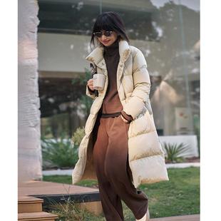 ise“时髦被子”系列豆绿色立领御寒宽松面包感羽绒服P2441245