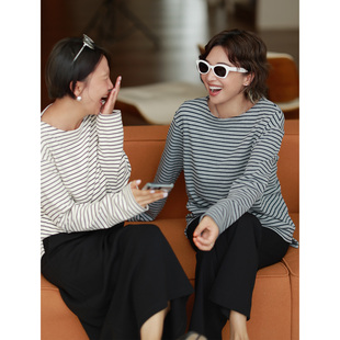 ise“基础之上”条纹圆领基础打底百搭长袖针织T恤K2540901