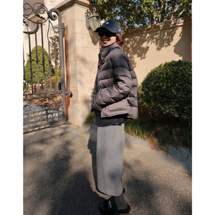 宽松阔腿绵羊毛灰色加厚九分针织裤 通勤 K2540645 chill ise