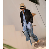 ise 复古老钱 定制纽扣黑色小立领宽松休闲外套K2530209