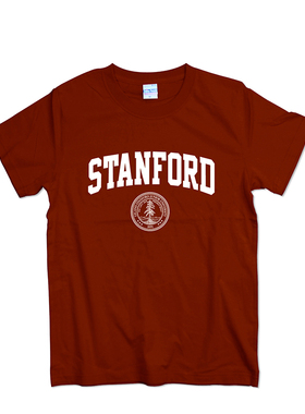 斯坦福大学T恤男女短袖校服STANFORD欧美简约纯棉青少年学生班服