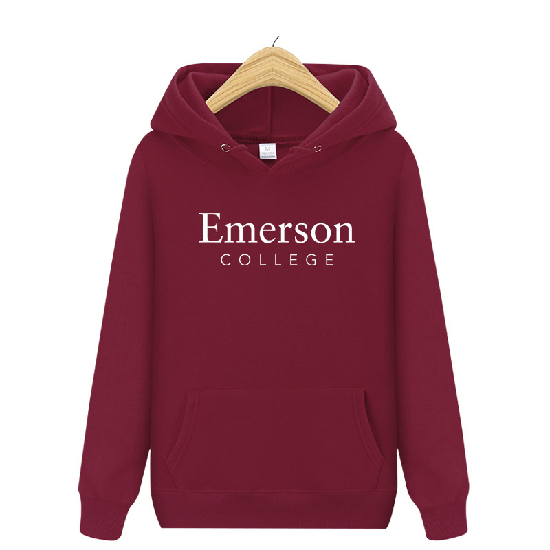 emerson college爱默生学院班服卫衣 冬季加厚抓绒外套学生连帽衫