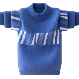 雅鹿男童水貂绒毛衣儿童装针织打底衫秋冬新款加绒加厚中大童线衣