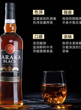 百瑞卡黑朗姆酒调酒烘焙鸡尾酒洋酒调酒基酒莫吉托40度酒吧酒水