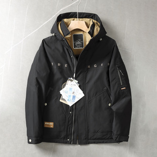 90鹅绒+680蓬松度！品牌撤柜冬装连帽防风防水保暖工装羽绒服外套