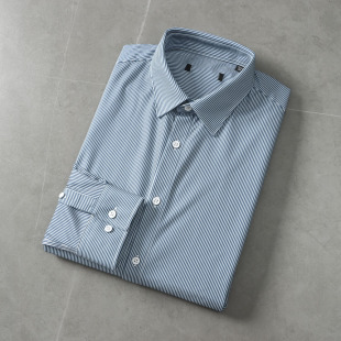男时尚 细腻亲肤 衬衫 品牌撤柜百搭休闲长袖 条纹衬衣夏 柔软透气