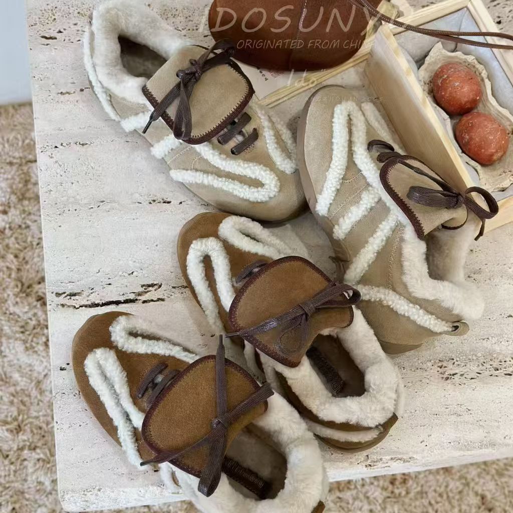 ido丑萌羊羔毛运动鞋德训鞋加绒