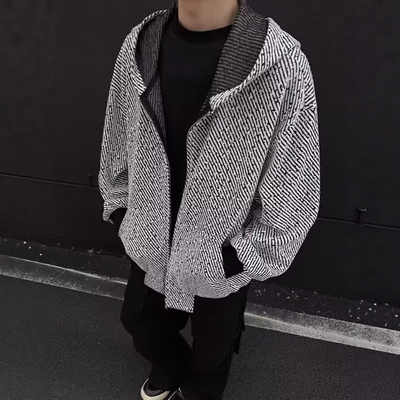 白色重磅小香风开衫连帽卫衣开春