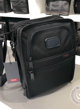国现Tumi途明男士经典黑色弹道尼龙Organizer 斜肩包30×22×12