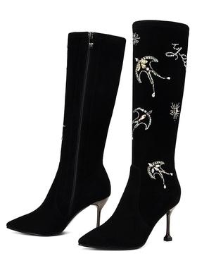 皇冠专柜正品Roberta诺贝达女鞋RA92302冬款细跟饰扣长靴