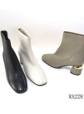 皇冠专柜正品 Roberta诺贝达女鞋粗跟方头冬靴女靴短靴RA228107