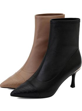 Roberta诺贝达女鞋尖头时装短靴女靴子细跟女靴子RA07233