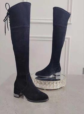 皇冠专柜正品Roberta诺贝达女鞋RA08016冬季水钻长靴系带长筒靴子