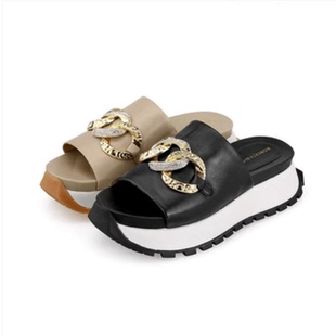 皇冠专柜正品Roberta诺贝达女鞋RM18007夏季厚底舒适饰扣凉拖鞋