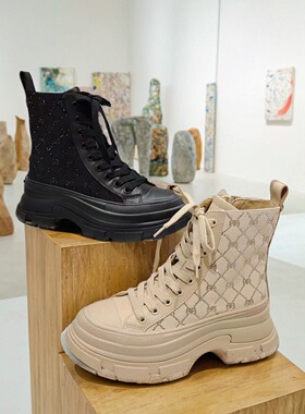 皇冠专柜正品 Roberta诺贝达女鞋RA225305系带冬款水钻 短靴靴子