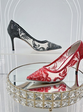 专柜正品Roberta诺贝达女鞋RS07236气质少女蕾丝网纱单鞋