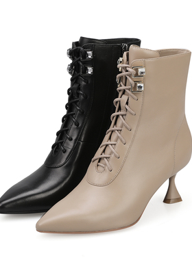 皇冠专柜正品Roberta诺贝达女鞋22年冬款时尚系带短靴RA228843