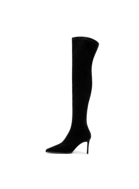 皇冠老店诺贝达过膝时装靴冬季新品尖头细跟显瘦长筒靴RA254321