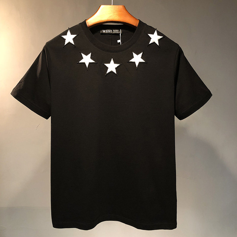 欧美潮牌五角星简约男士短袖t