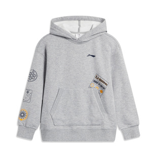 Lining 篮球系列儿童印花加绒连帽套头针织卫衣YWDT325 李宁正品