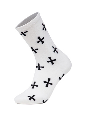 Lining/李宁正品秋季女子满印十字抗菌潮流高筒袜1双装AWLT120