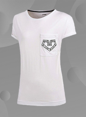 李宁正品短袖t恤女夏季宽松型篮球系列短款运动文化衫上衣AHSM126