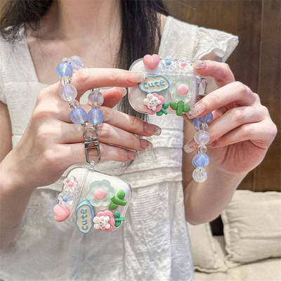 爱心兔子手链适用三星buds4 pro耳机壳透明创意galaxybuds4蓝牙耳