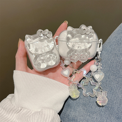 日韩蝴蝶结小猫适用qcyt13保护套QCY T13蓝牙耳机保护壳t13anc硅胶HT05防摔软壳MeloBuds ANC透明卡通耳机套