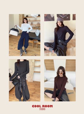 梦奥8630-2尚品秀9927-2磨毛百搭圆领长袖T恤女宽松显瘦打底衫上