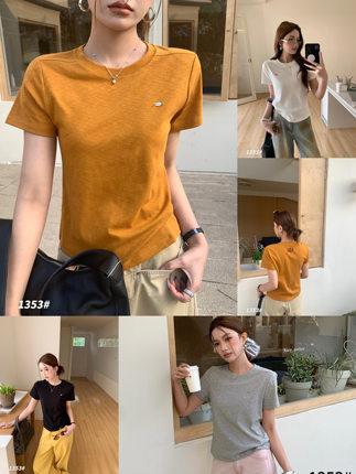 尚品秀1353梦奥282圆领夏修身显瘦百搭雪花棉刺绣短袖T恤韩版女