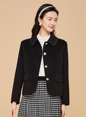 珂家同款2025秋冬季新款女装百搭短款棉羊毛呢大衣外套KK00657W0