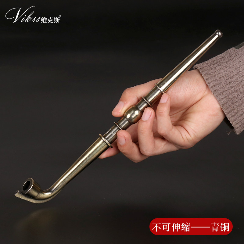 复古老式 仿青铜红铜旱烟杆烟袋锅烟具现货创意竹节可拆式烟枪斗