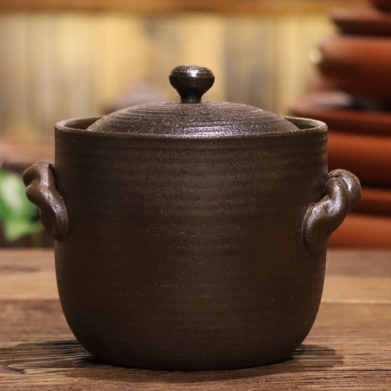 家用明火养生日式电陶炉煮奶茶陶瓷碗泡法器粗陶炭炉双耳煮茶碗